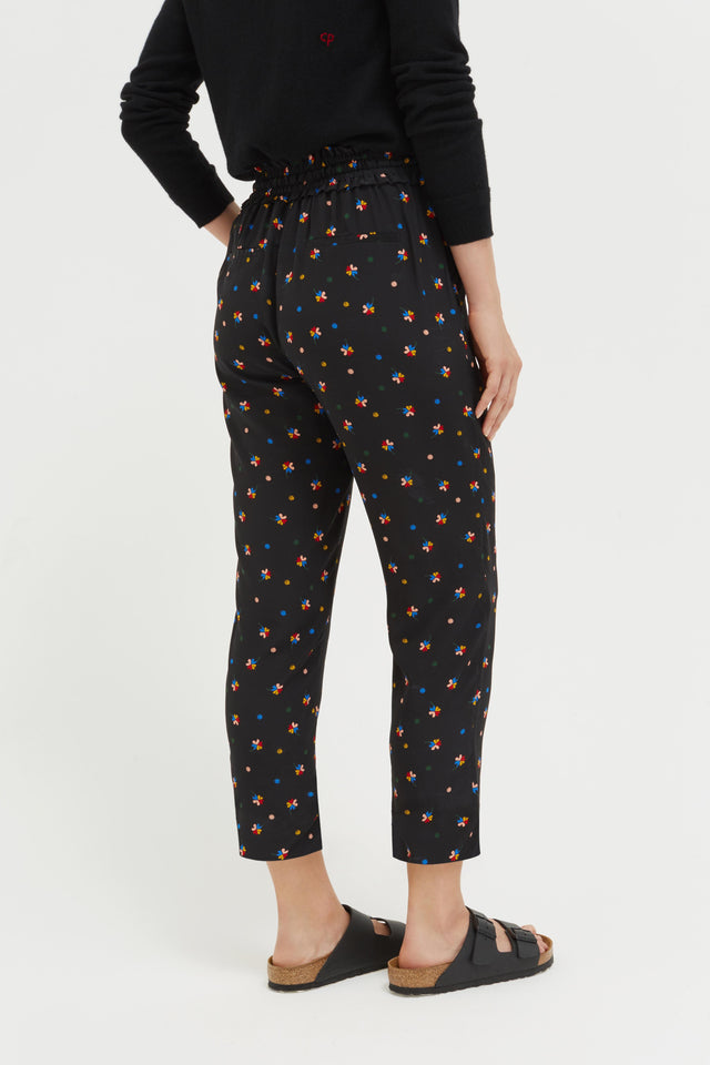 Black Lucky Clover Silk Trousers image 5