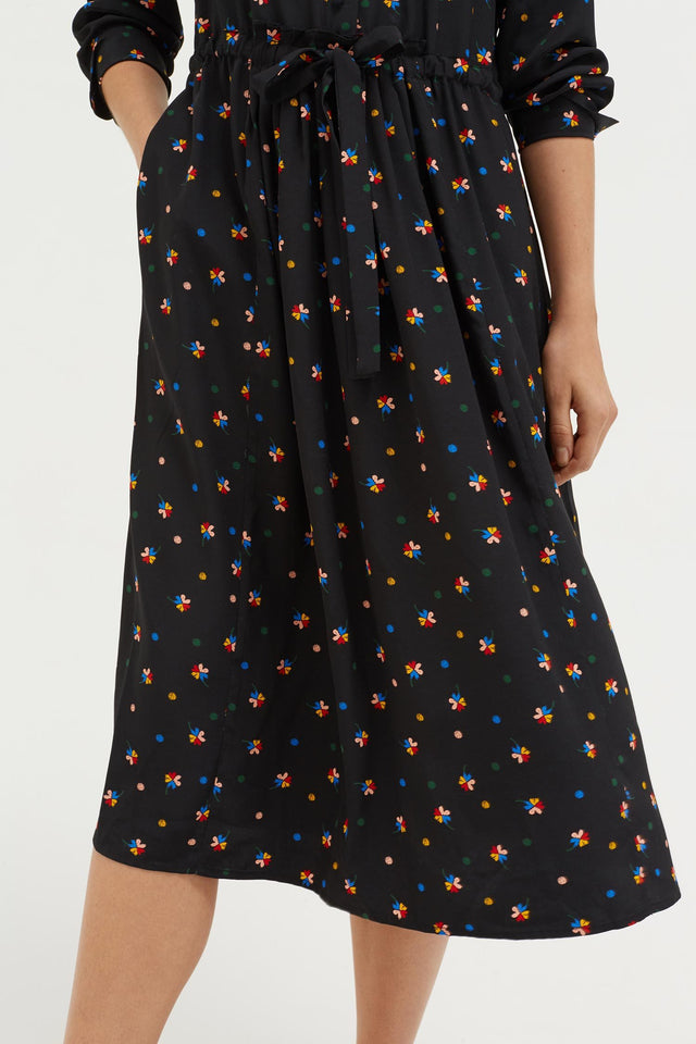 Black Lucky Clover Silk Shirt Dress image 3