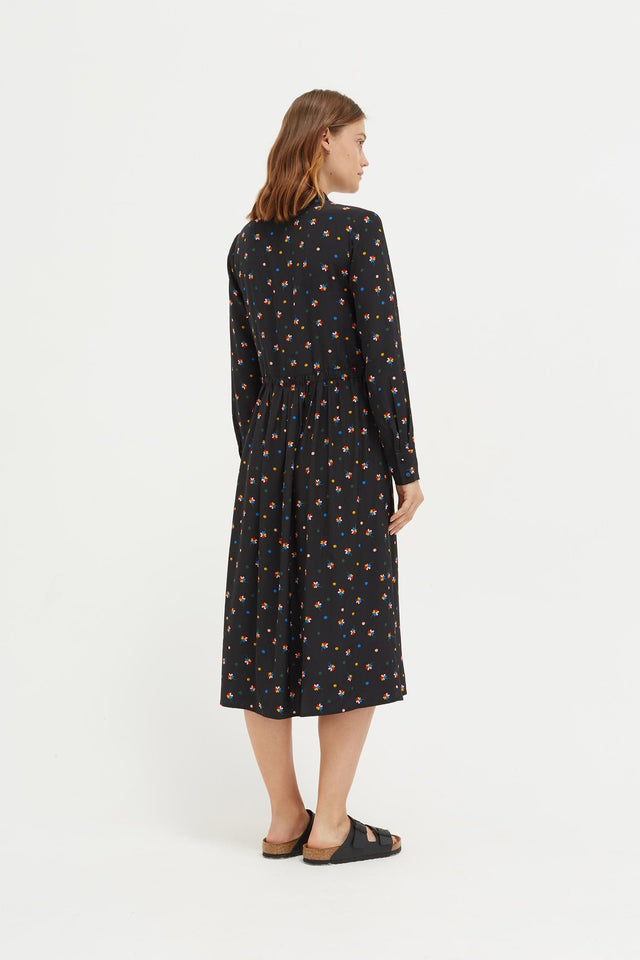 Black Lucky Clover Silk Shirt Dress image 2