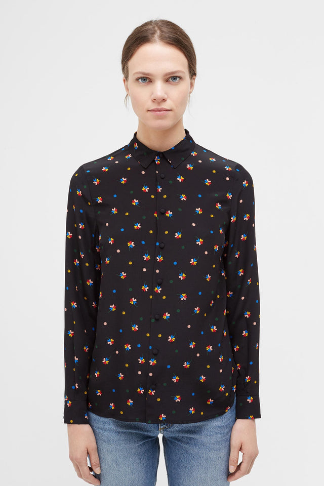 Black Lucky Clover Silk Shirt image 1