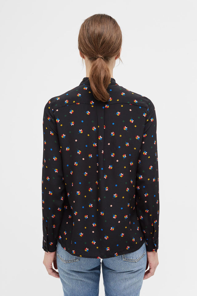 Black Lucky Clover Silk Shirt image 4
