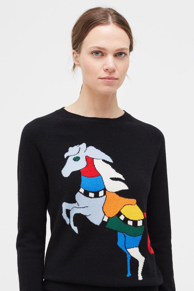 Black Majestic Horse Cashmere Sweater image 1