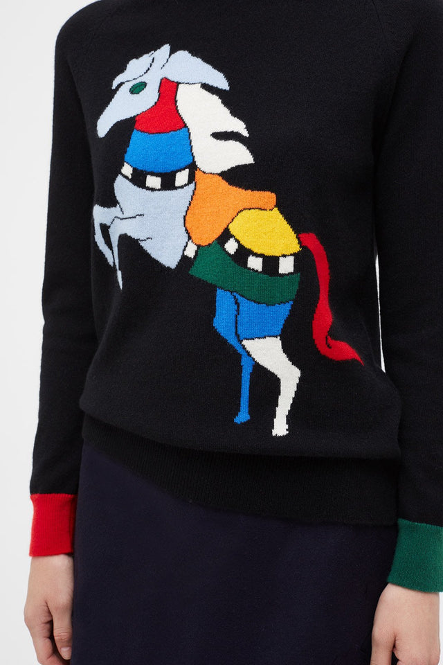 Black Majestic Horse Cashmere Sweater image 4