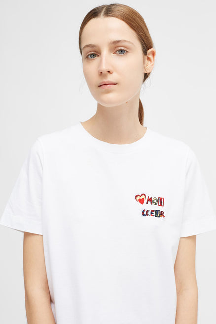 White Short Sleeve Mon Coeur T-Shirt