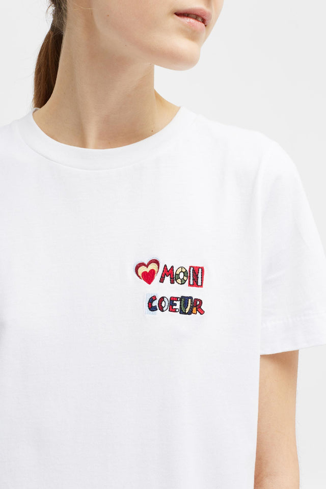 White Short Sleeve Mon Coeur T-Shirt image 5