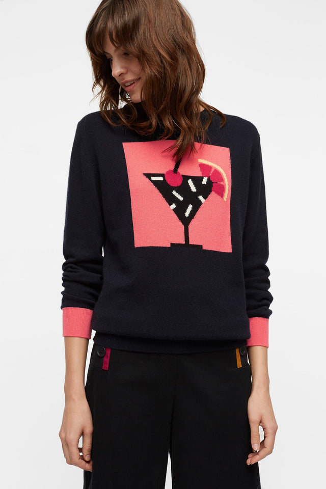 Navy Cocktail Framed Cashmere Sweater image 1