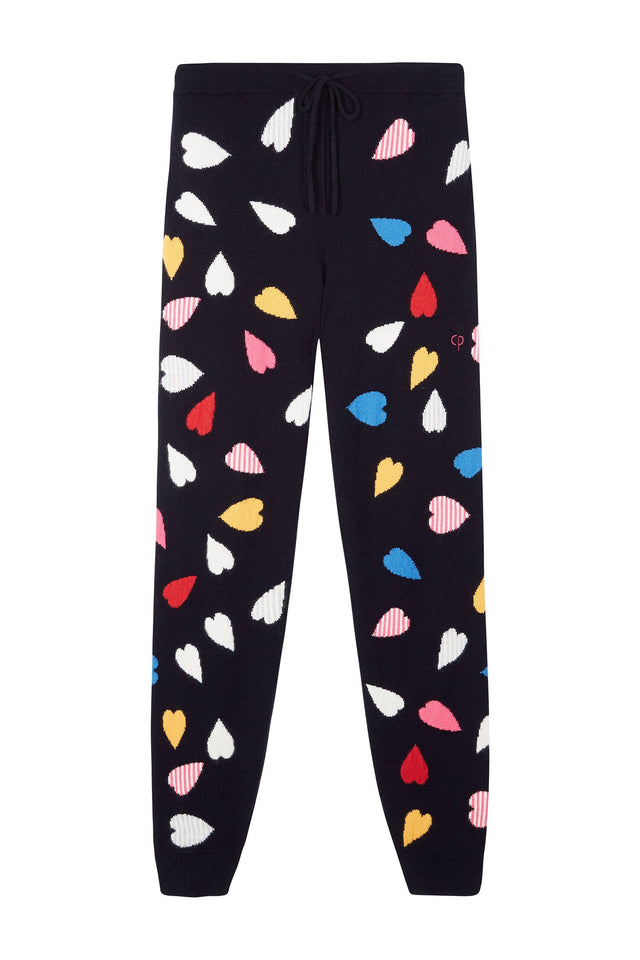 Navy Confetti All-Over Heart Cashmere Track Pants image 2
