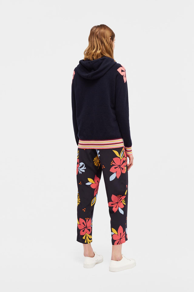 Navy Hisbiscus Cashmere Hoodie image 4