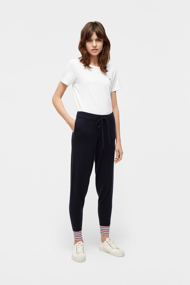 Navy Hibiscus Cashmere Track Pants image 3