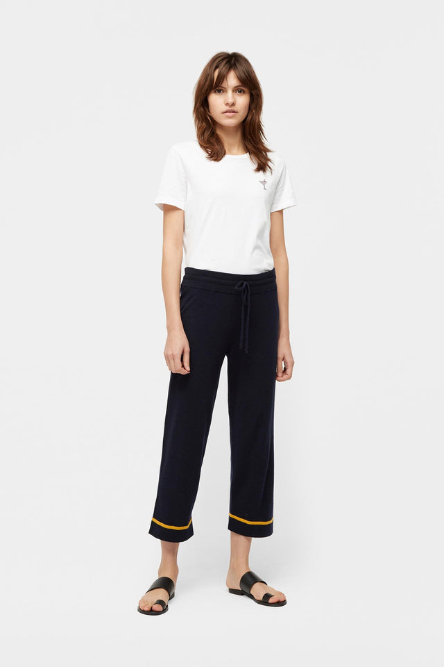 Navy Stripe Trim Cashmere Lounge Pants image 1