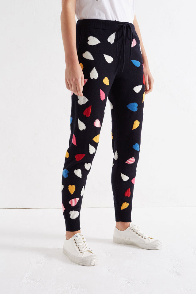 Navy Confetti All-Over Heart Cashmere Track Pants image 1