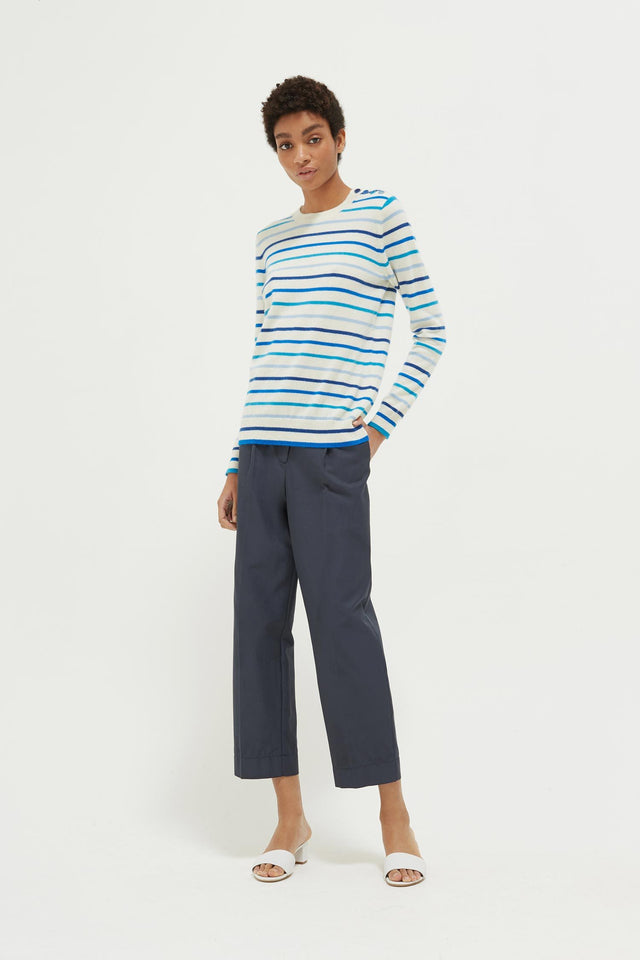 Blue Breton Stripe Cashmere Sweater image 3