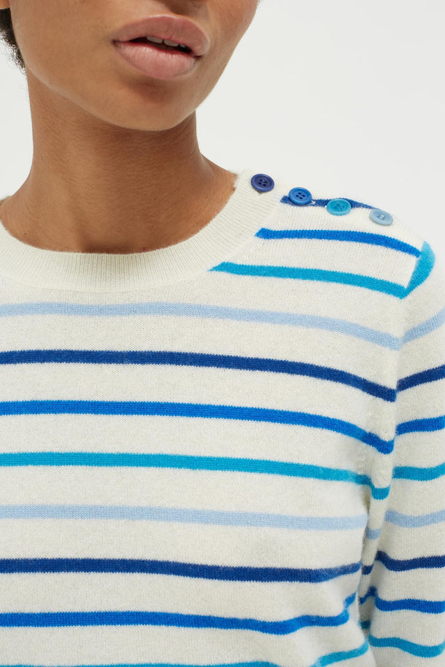Blue Breton Stripe Cashmere Sweater image 4