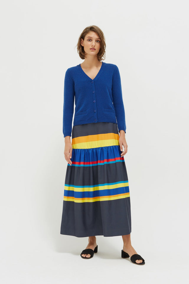 Blue Elbow Patch Cashmere Cardigan image 4