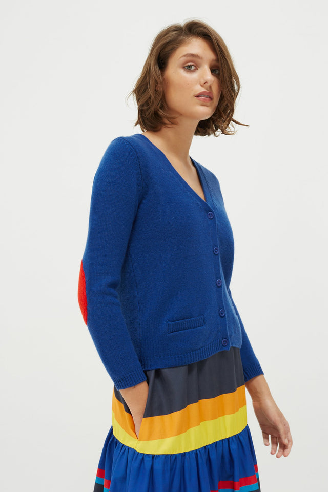 Blue Elbow Patch Cashmere Cardigan image 1