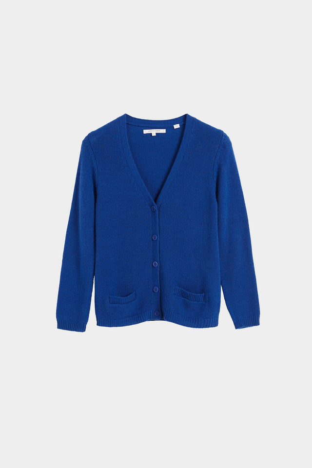 Blue Elbow Patch Cashmere Cardigan image 2