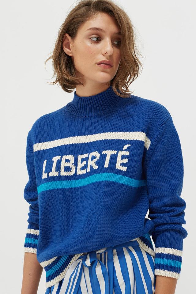 Blue Liberté Chunky Polo Neck Sweater image 1