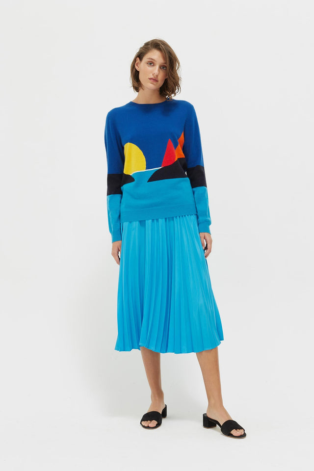 Blue Seascape Cashmere Sweater image 3