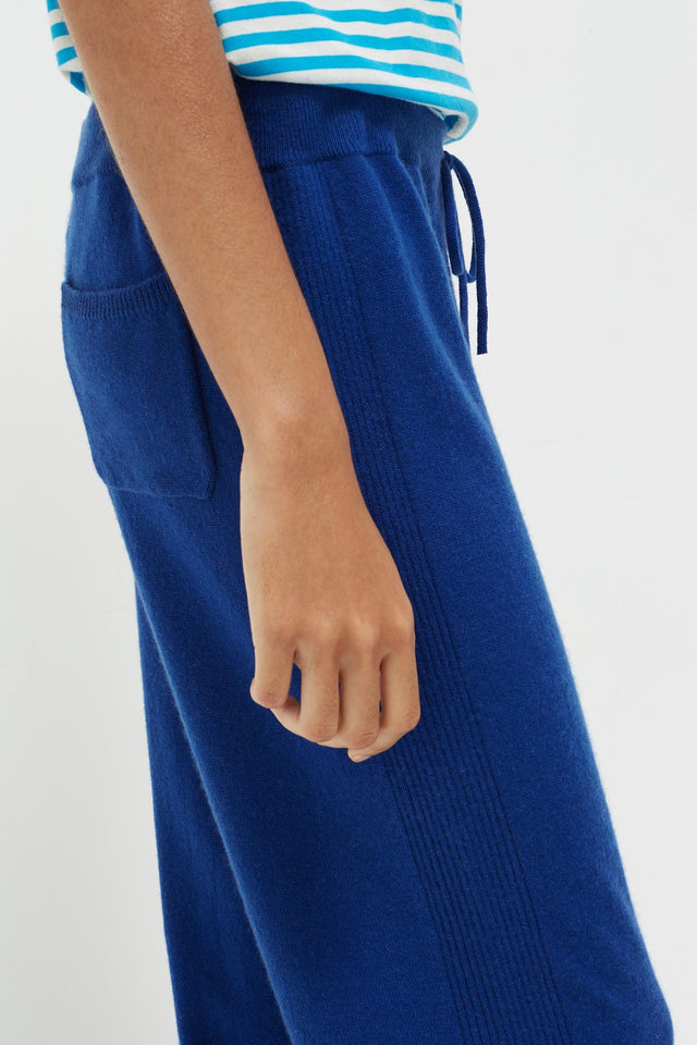 Blue Striped Cuff Cashmere Track Pants image 4