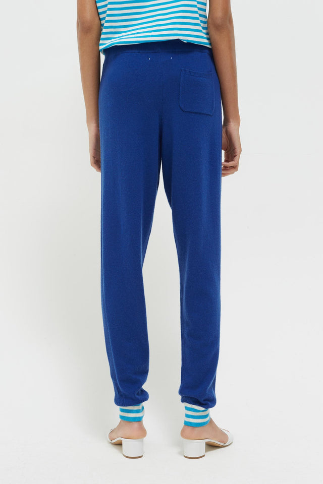 Blue Striped Cuff Cashmere Track Pants image 5