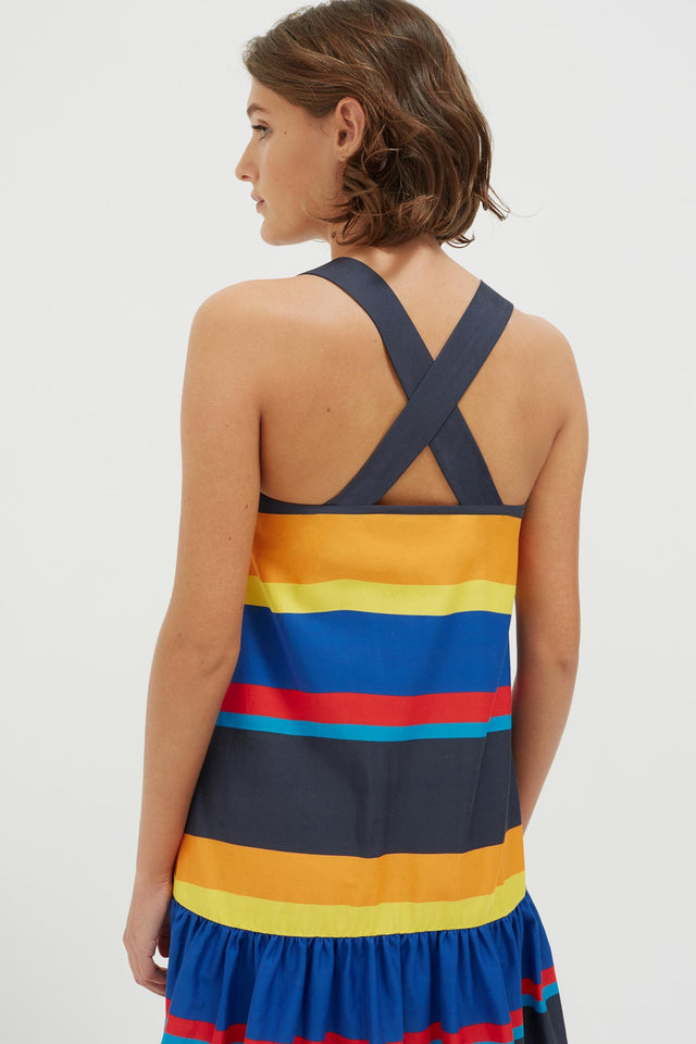 Navy Sunset Stripe Cotton-Silk Sundress image 5