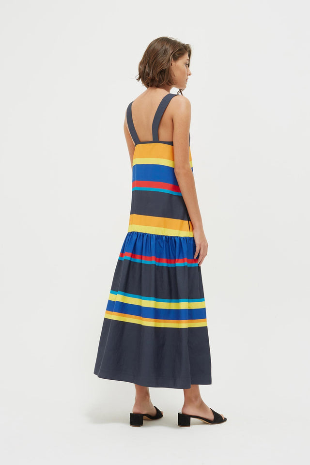 Navy Sunset Stripe Cotton-Silk Sundress image 6