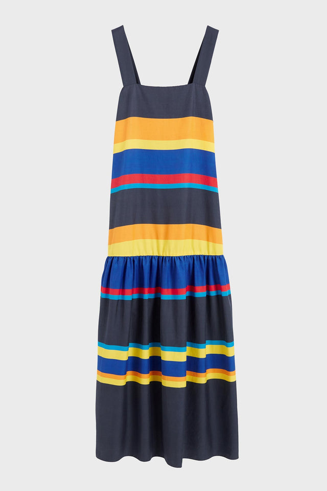Navy Sunset Stripe Cotton-Silk Sundress image 2