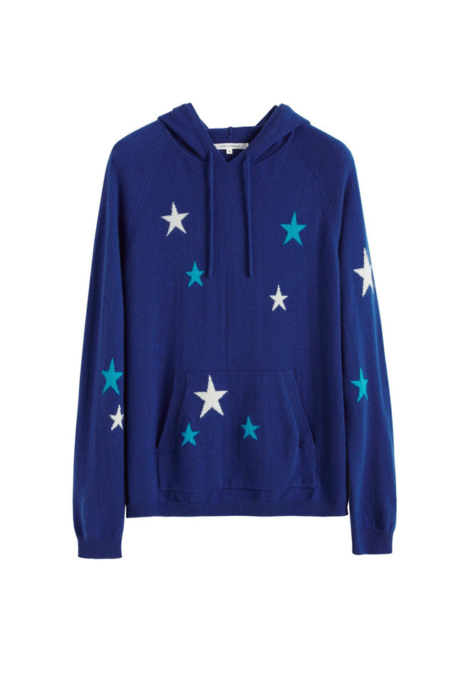 Blue Tonal Star Cashmere Hoodie image 2