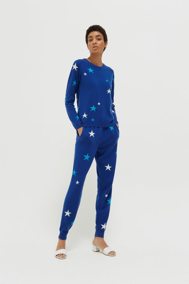 Blue Tonal Star Cashmere Sweater image 4