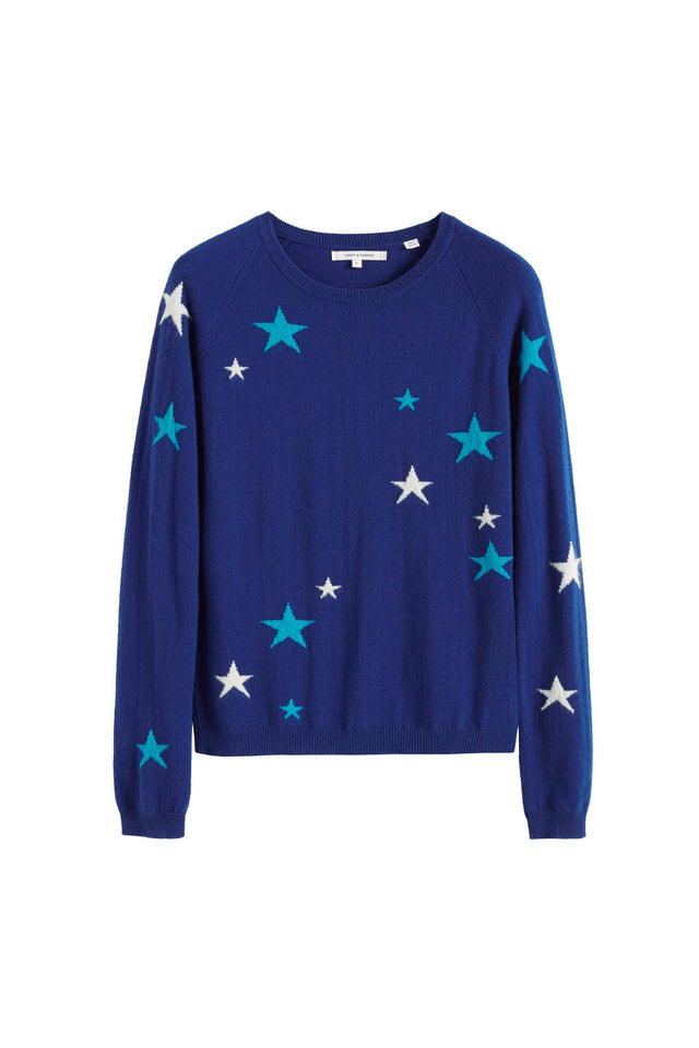 Blue Tonal Star Cashmere Sweater image 2