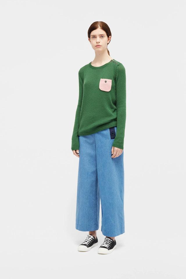 Green One Pocket Sweater image 3