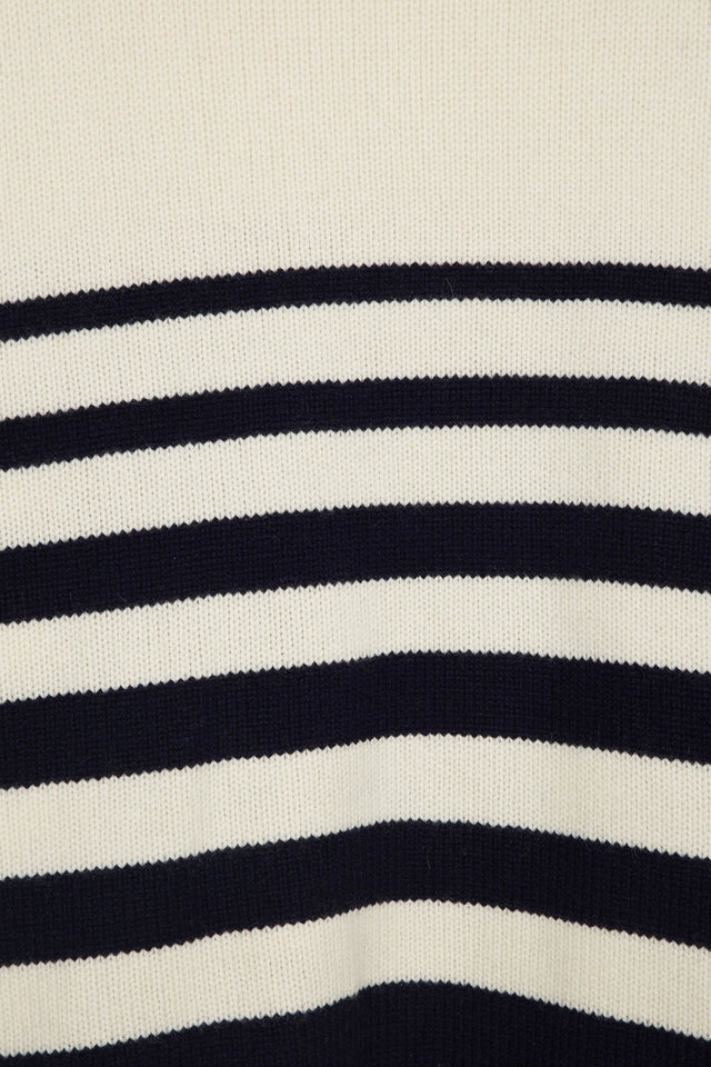 Navy Graduated Stripe Cashmere Sweater image 5