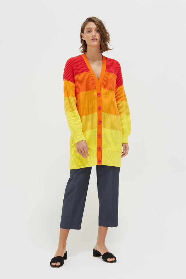 Orange Ombré Riviera Stripe Chunky Knit Cardigan image 3