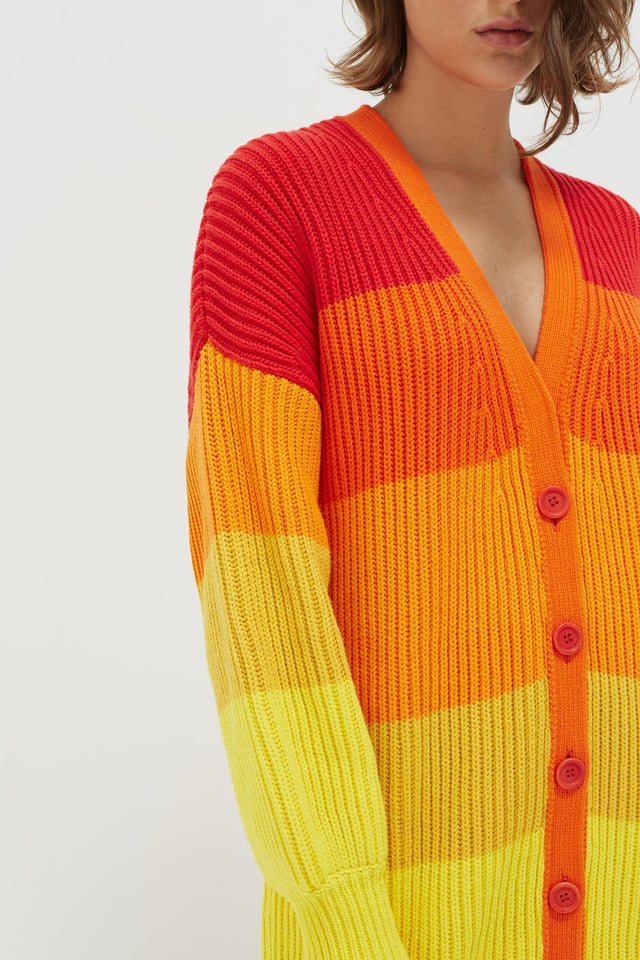 Orange Ombré Riviera Stripe Chunky Knit Cardigan image 4