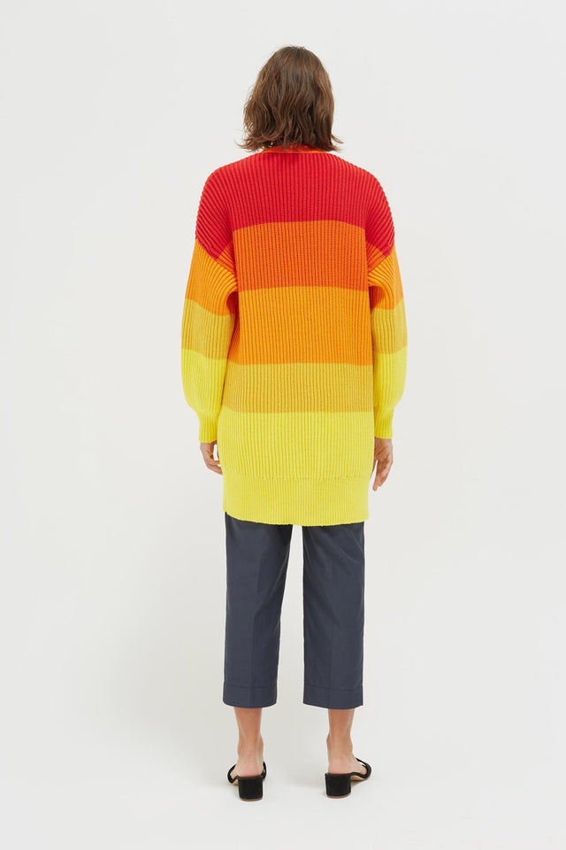 Orange Ombré Riviera Stripe Chunky Knit Cardigan image 5