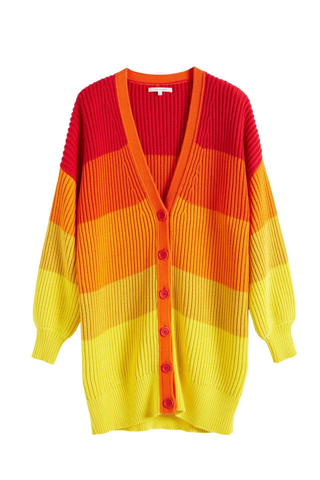 Orange Ombré Riviera Stripe Chunky Knit Cardigan image 2