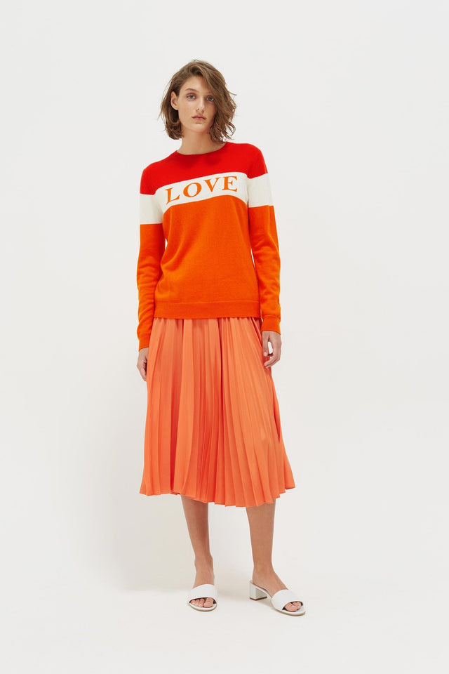 Orange Colour Block Love Cashmere Sweater image 3