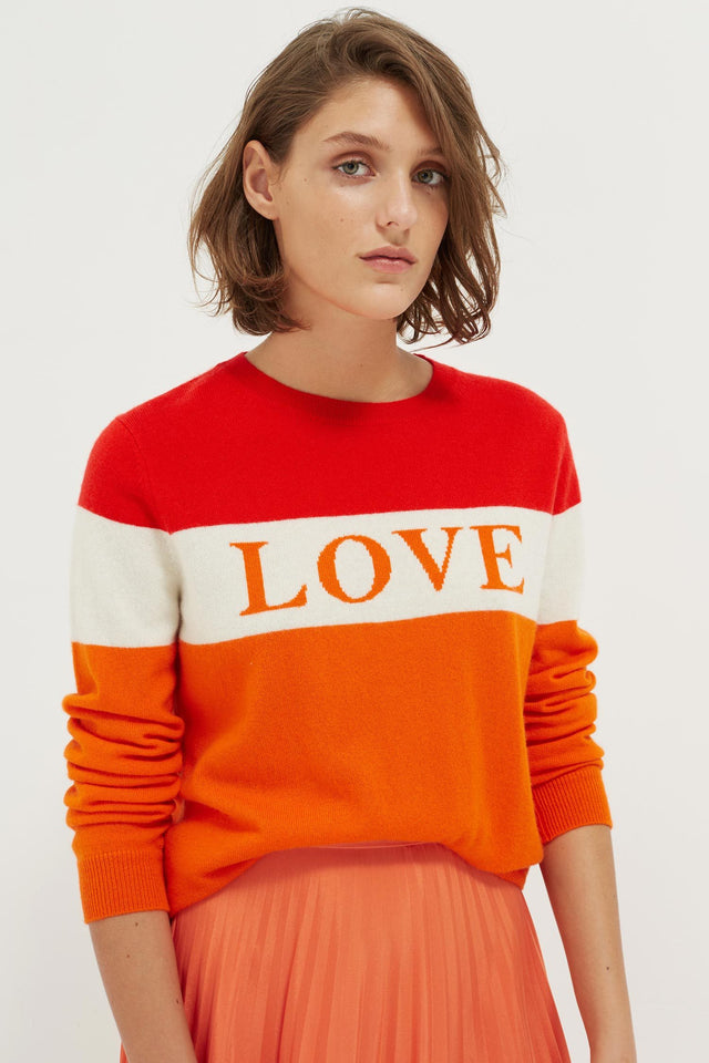 Orange Colour Block Love Cashmere Sweater image 1