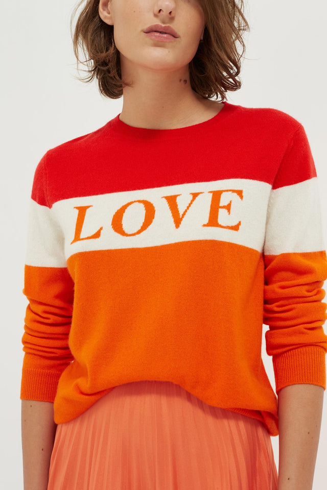 Orange Colour Block Love Cashmere Sweater image 4