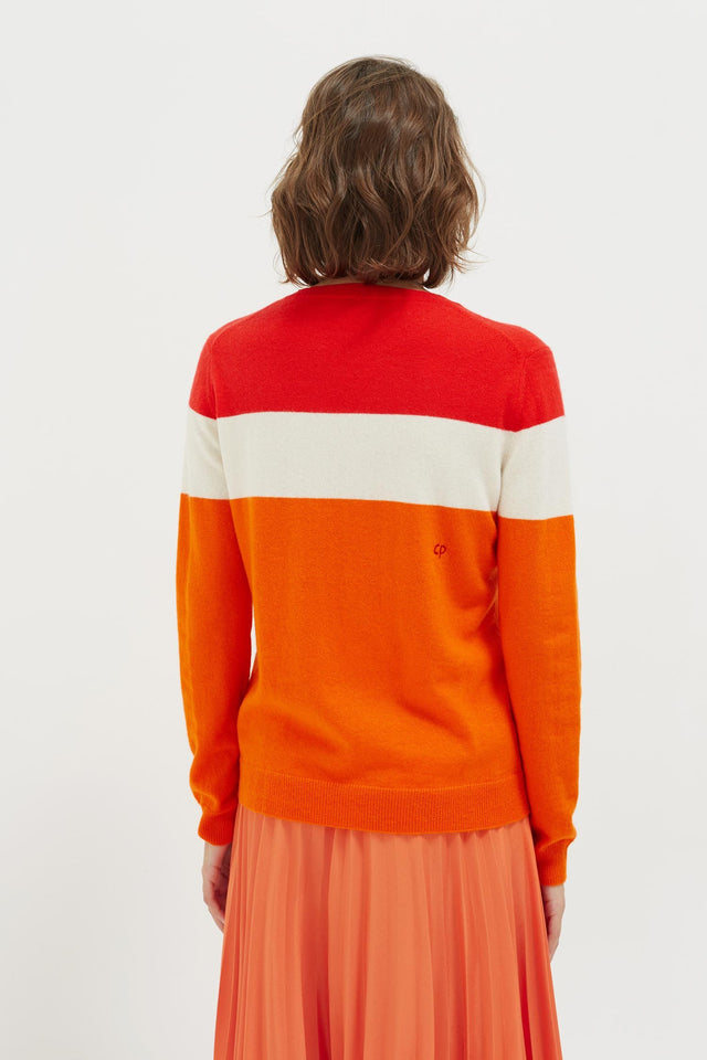 Orange Colour Block Love Cashmere Sweater image 5