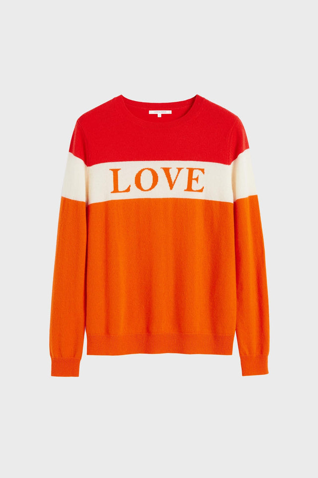 Orange Colour Block Love Cashmere Sweater image 2