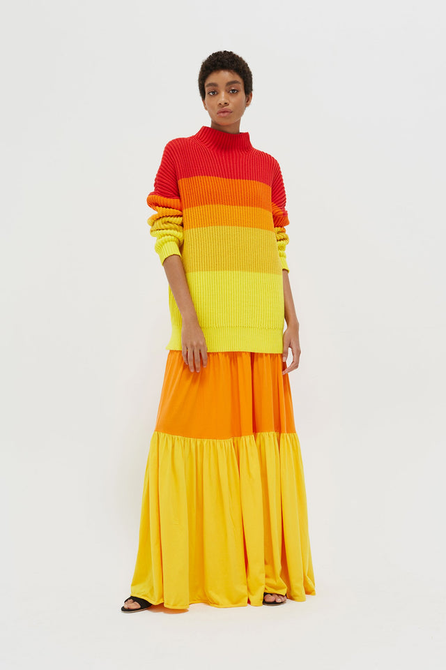 Orange Ombré Riviera Stripe Chunky Knit Sweater image 3