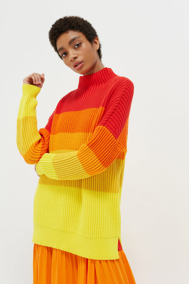 Orange Ombré Riviera Stripe Chunky Knit Sweater image 1