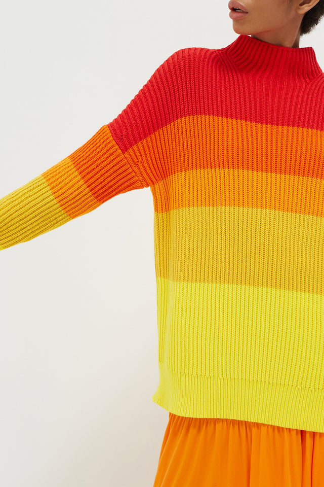 Orange Ombré Riviera Stripe Chunky Knit Sweater image 4