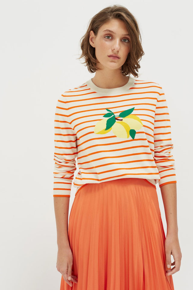 Orange Stripe Lemon Sweater image 1