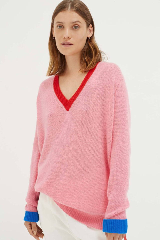 Pink Colour Block Sweater image 1