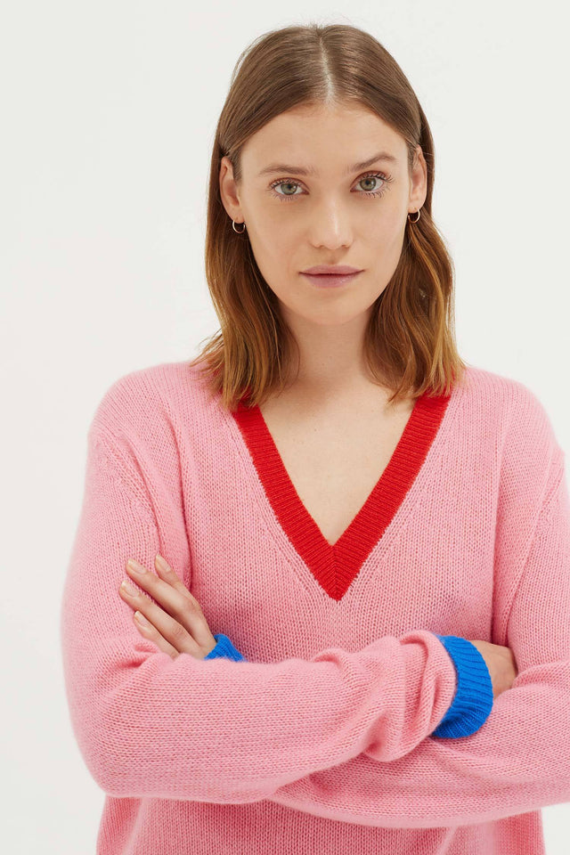 Pink Colour Block Sweater image 4