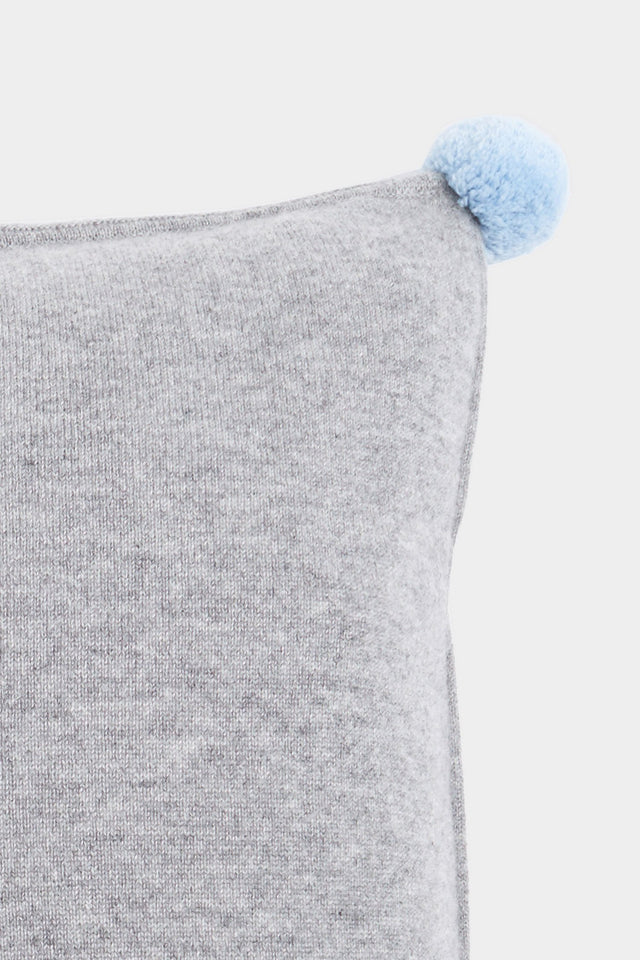 Grey Pom-Pom Cashmere Cushion Cover image 2