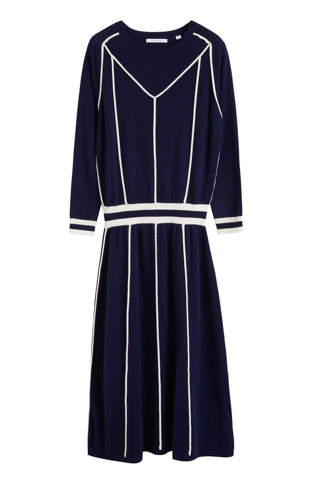 Navy Ribbon Wool Dress image 2