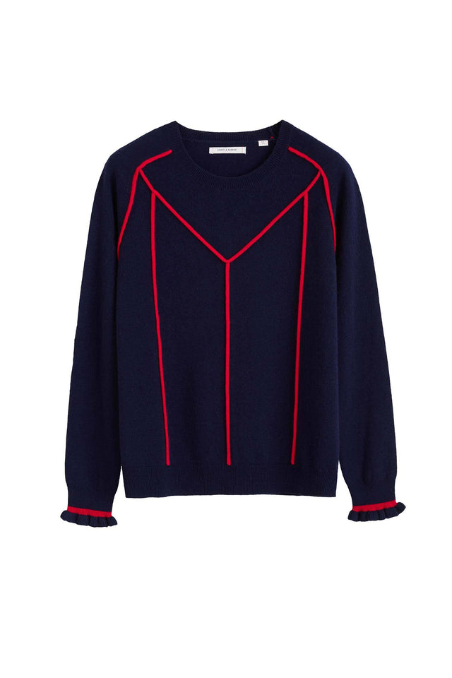 Navy Ribbon Wool Sweater image 2